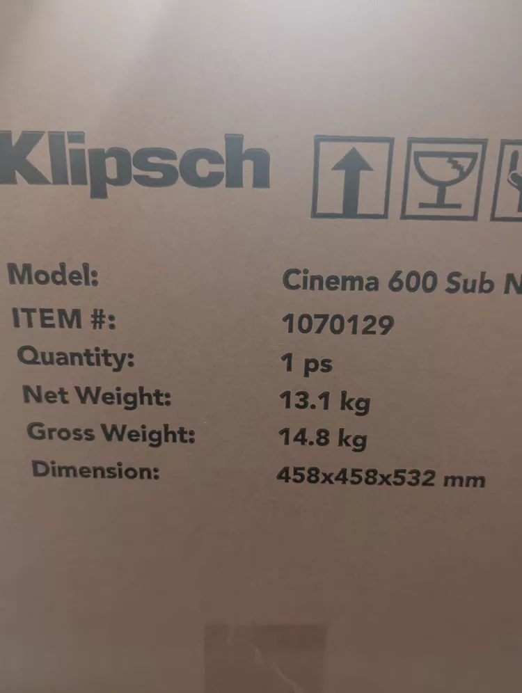 6 pallets 96 units klipsch 107019 cinema wireless subwoofer only brand new lot id: 938859 6 pallets 96 units klipsch 107019 cinema wireless subwoofer only brand new lot id: 938859
